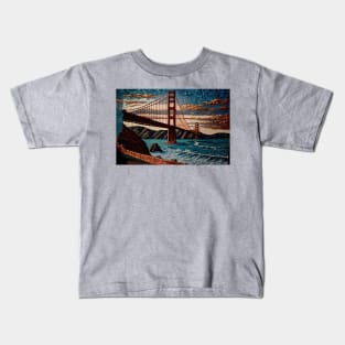 Mosaic Golden Gate Bridge Landcsape | San Francisco | California Kids T-Shirt